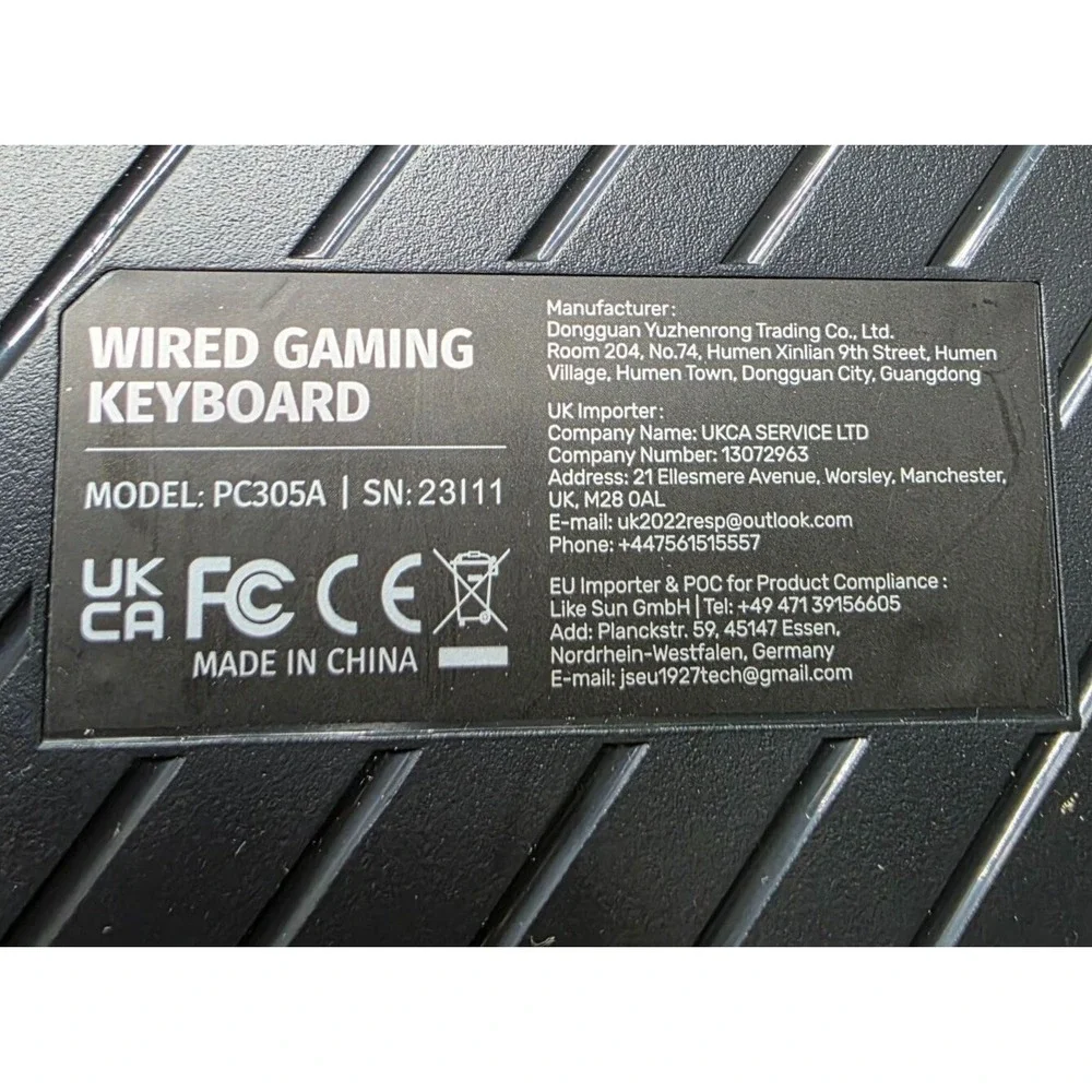 PICTEK PC305A‎ FULL SIZE RGB LIGHT UP WIRED GAMING KEYBOARD F3